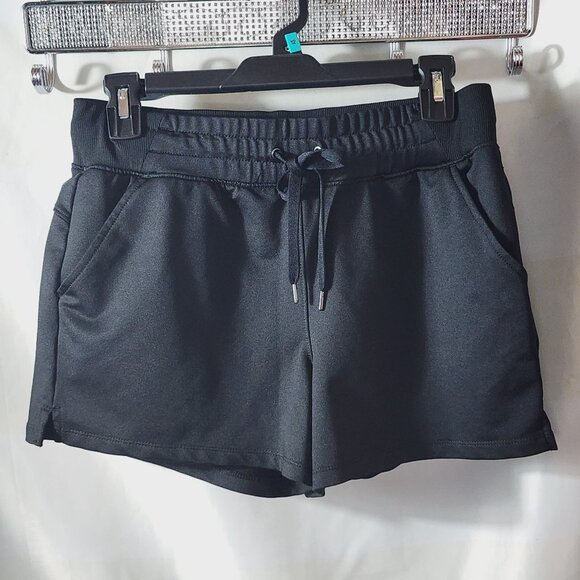 Tek Gear On-the-Go Gear Black Recycled Poly Span Drawstring 2 Pocket Short Sz S - Picture 1 of 15